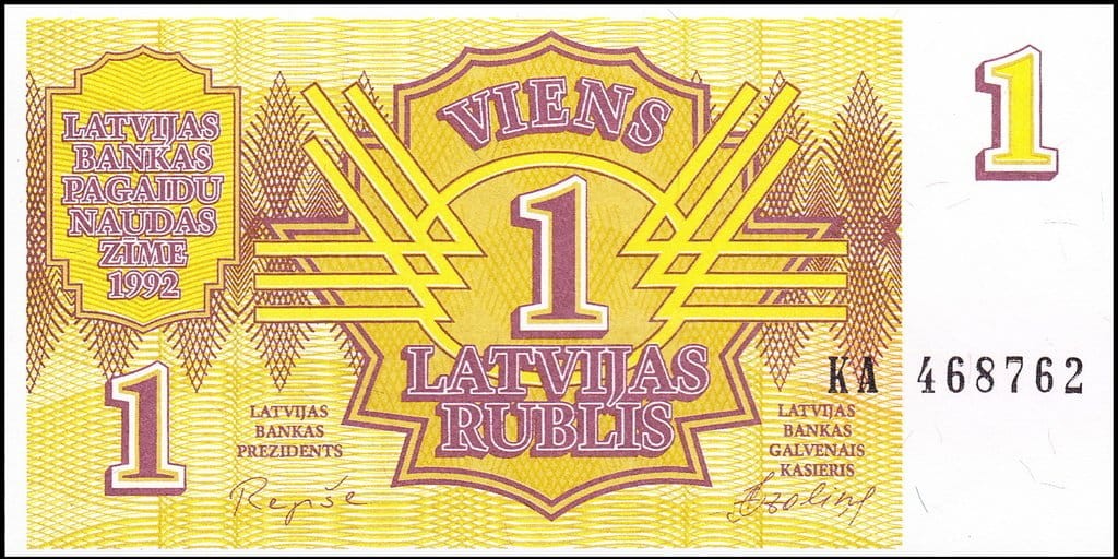 Łotwa 1 rublis 1992 P-35