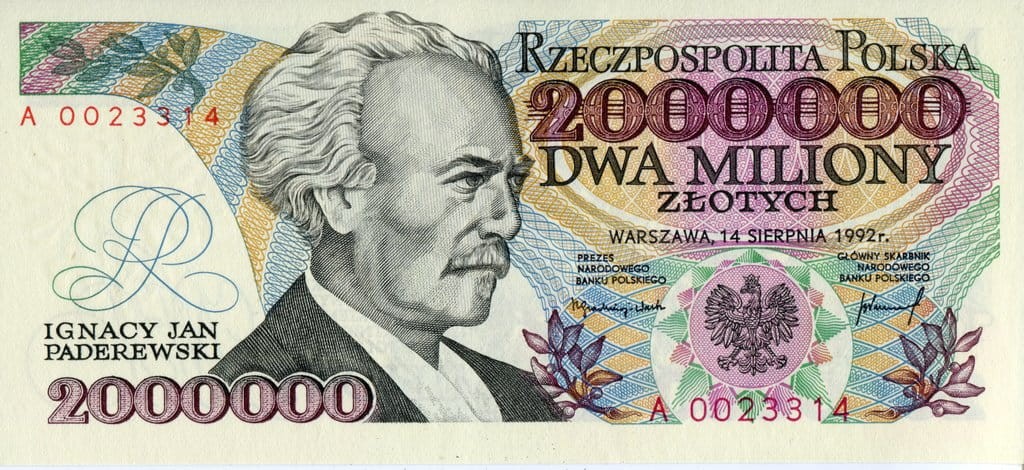 III RP 2000000 zł Ignacy Paderewski 1992 P-158a A