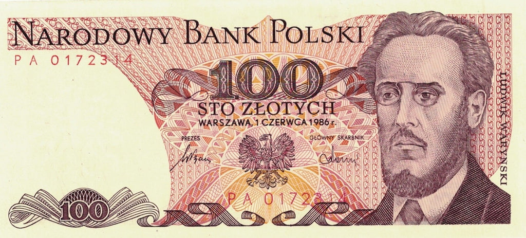 PRL 100 zł Ludwik Waryński 1986 P-143e.1 seria PA