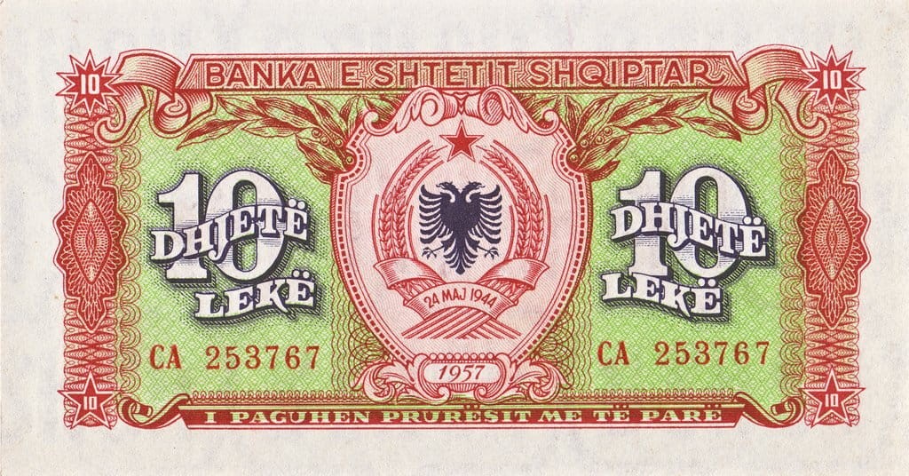 Albania 10 leke Herb 1957 P-28