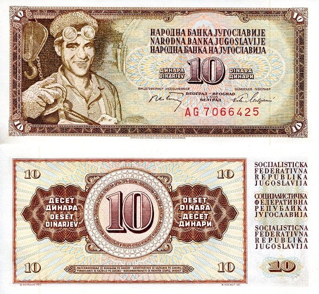 Jugosławia 10 dinarów Hutnik 1968 P-82c