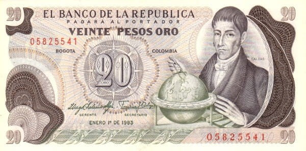 Kolumbia 20 peso Caldas 1983 P-409d