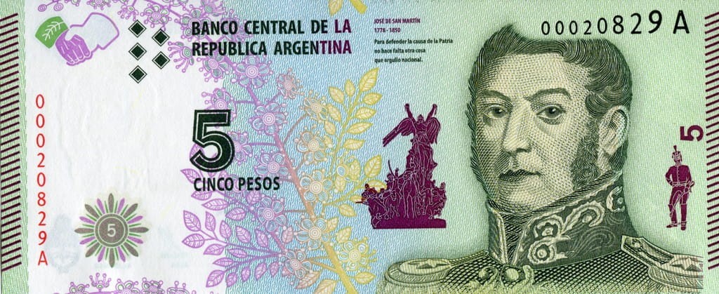 Argentyna 5 peso Jose de San Martin 2015 P-359a
