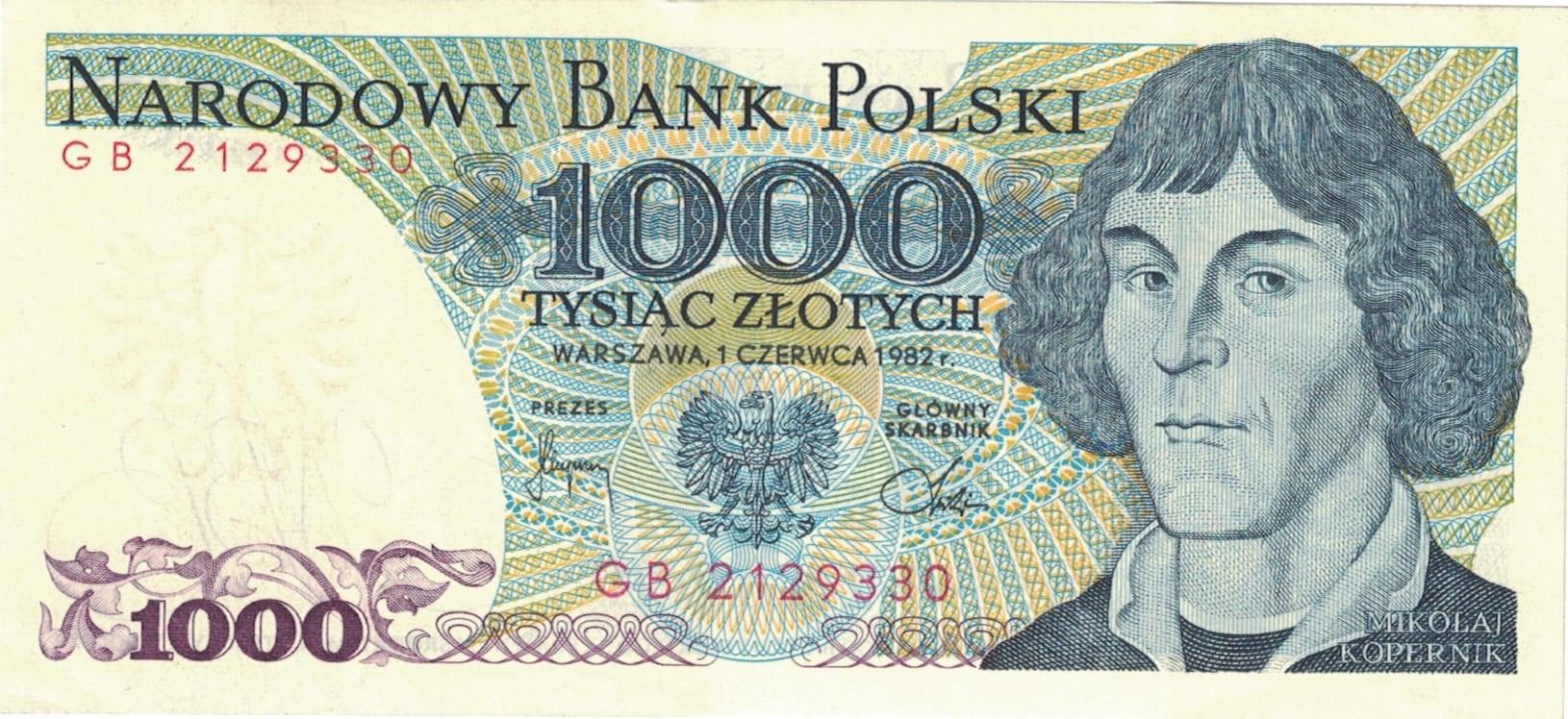 PRL 1000 zł Mikołaj Kopernik 1982 P-146c seria GB