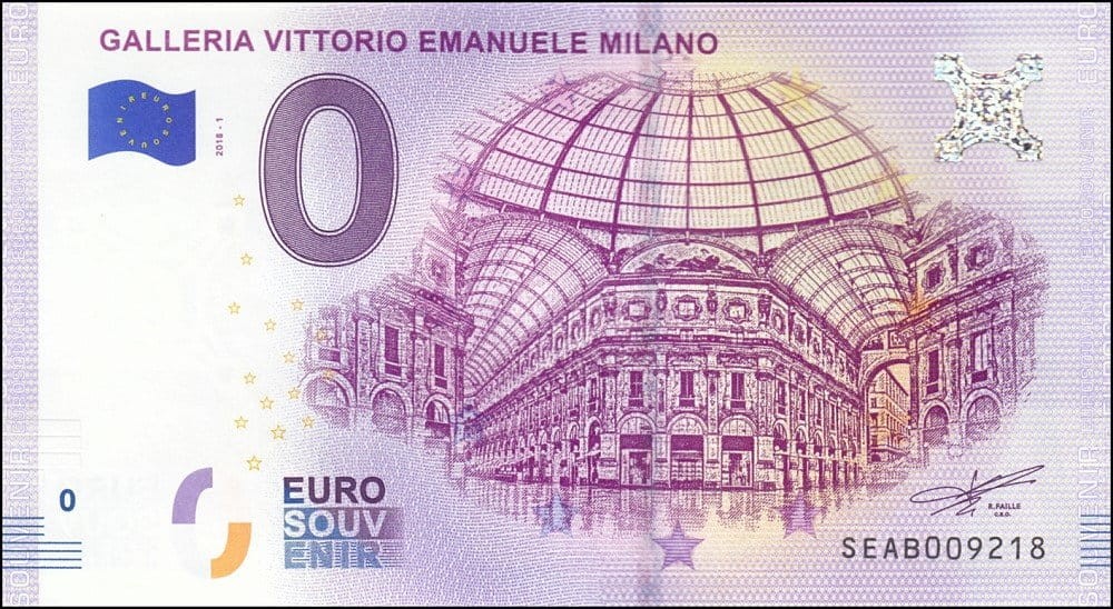 UE 0 euro Galeria Milano 2018