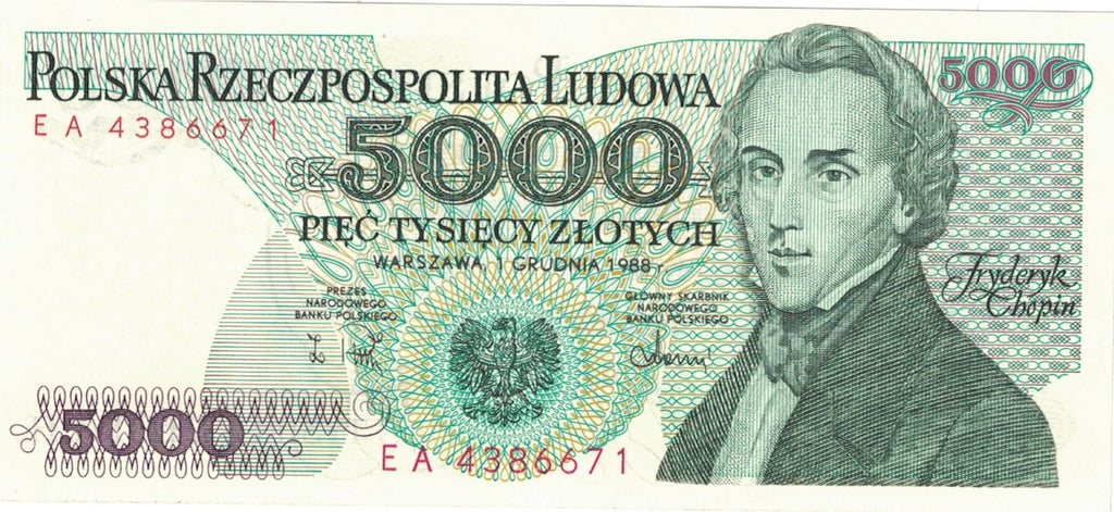 PRL 5000 zł Fryderyk Chopin 1988 P-150c EA