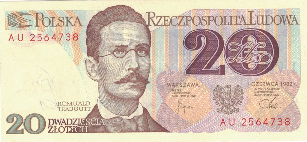 PRL 20 zł Romuald Traugutt 1982 seria AU P-149a