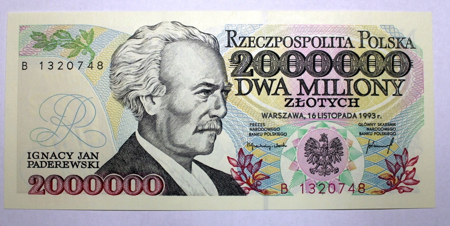III RP 2000000 zł Ignacy Paderewski 1993 P-163a B