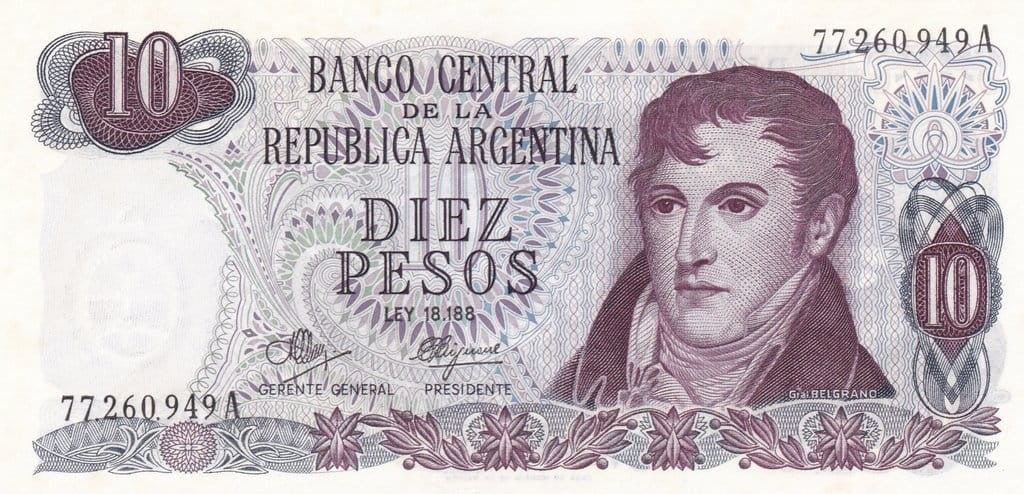 Argentyna 10 peso Katarakty 1971+ P-289a.4