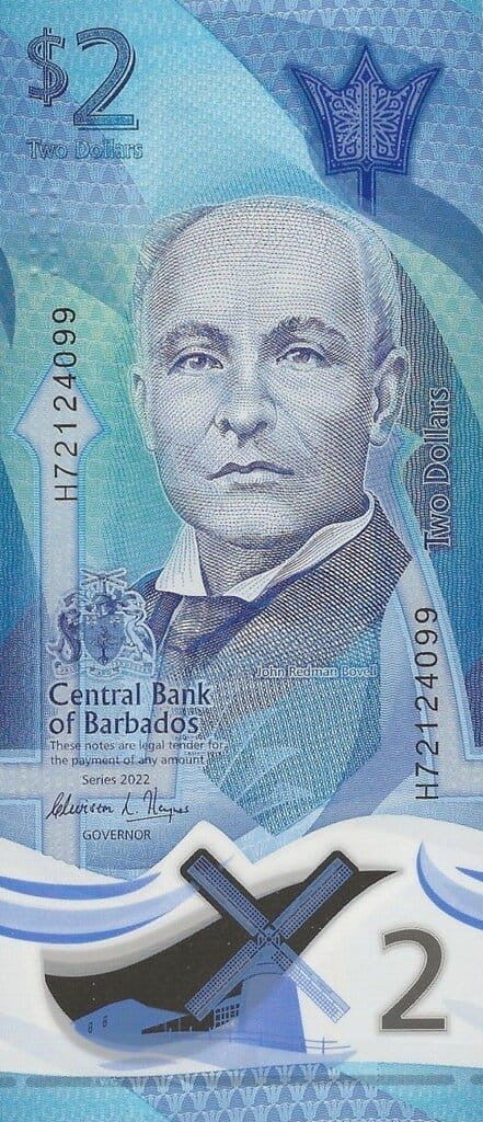 Barbados 2$ Wiatrak 2022 P-80