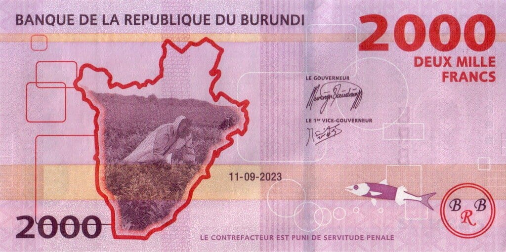 Burundi 2000 franków Antylopa Ananas 2023 P-52c