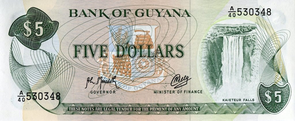 Gujana 5 $ Trzcina cukrowa 1992 P-22f