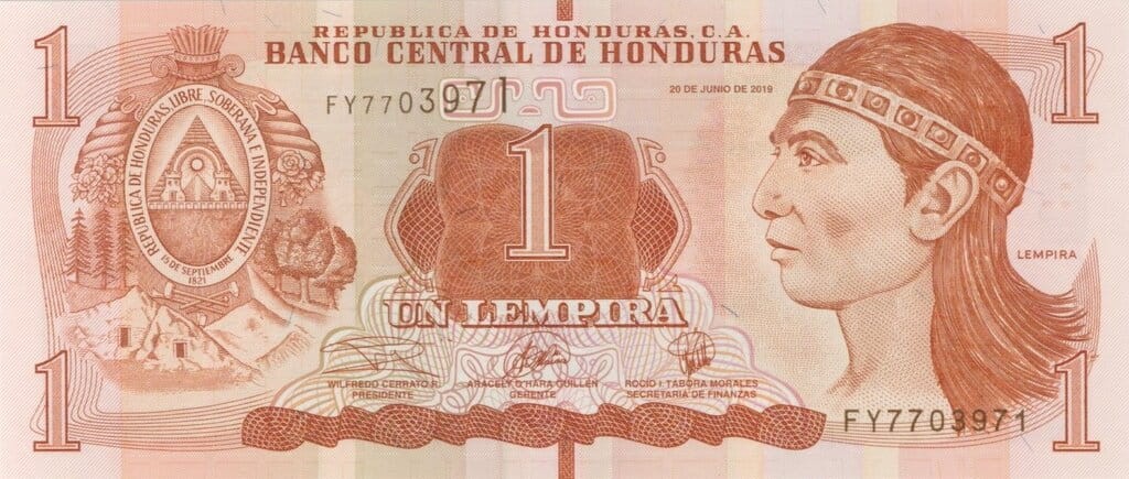 Honduras 1 lempira Ruiny 2019 P-96d