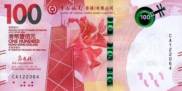 Hongkong 100 $ Kobieta 2018 P-350a BOC