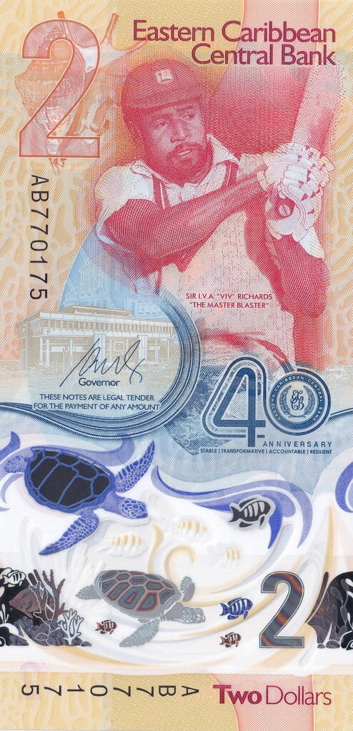 Karaiby wschodnie 2$ 40-rocz. Banku Centralnego 2023 P-61