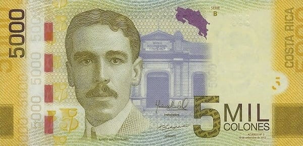 Kostaryka 5000 colones Kapucynka 2012 P-276b