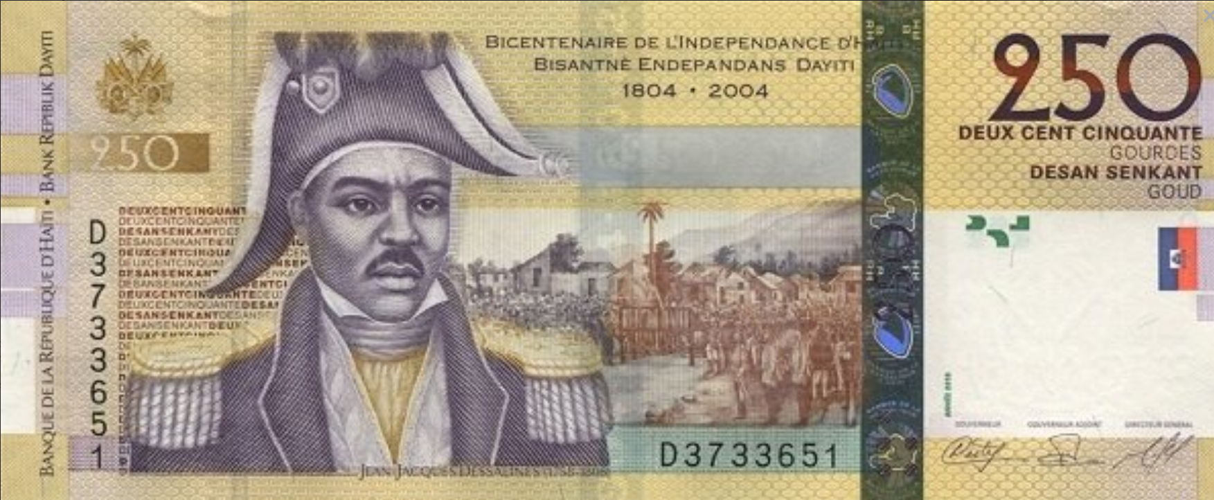 Haiti 250 gourdes Fort Deside 2010 P-276d