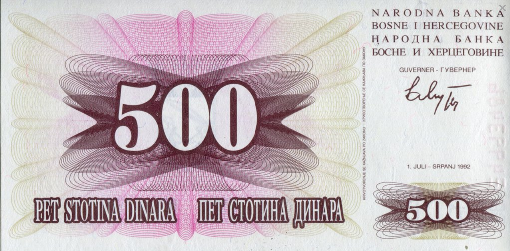 Bośnia i Hercegowina 500 dinarów 1992 P-14