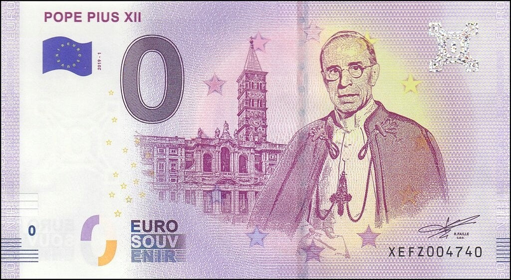 UE 0 euro Papież Pius XII 2019.1